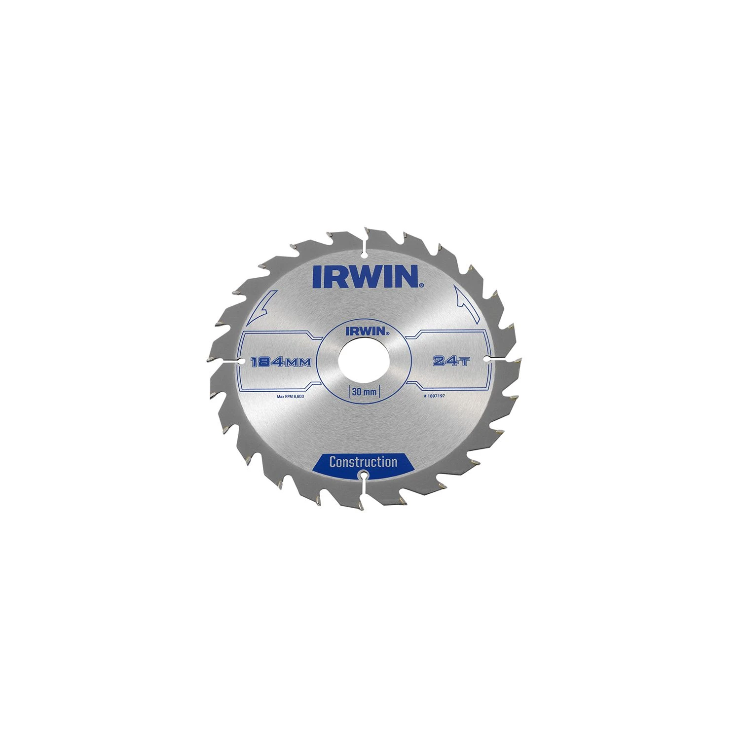 IRWIN Construction Circular Saw Blade 184 X 30mm X 24T ATB 1 IRWIN Construction Circular Saw Blade 184 X 30mm X 24T ATB