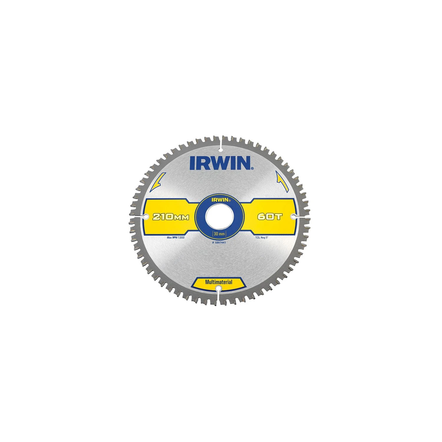 IRWIN Multi Material Circular Saw Blade 210 X 30mm X 60T TCG 1 IRWIN Multi Material Circular Saw Blade 210 X 30mm X 60T TCG